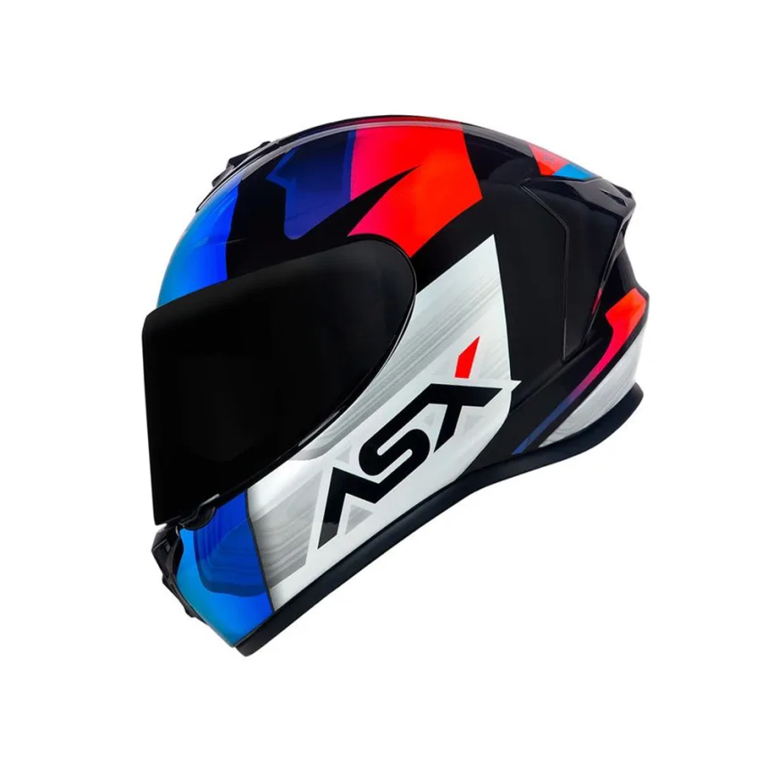 Capacete ASX Draken Striker - Preto / Azul / Vermelho