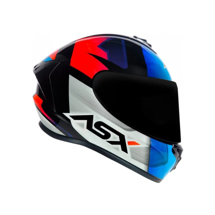 Capacete ASX Draken Striker - Preto / Azul / Vermelho