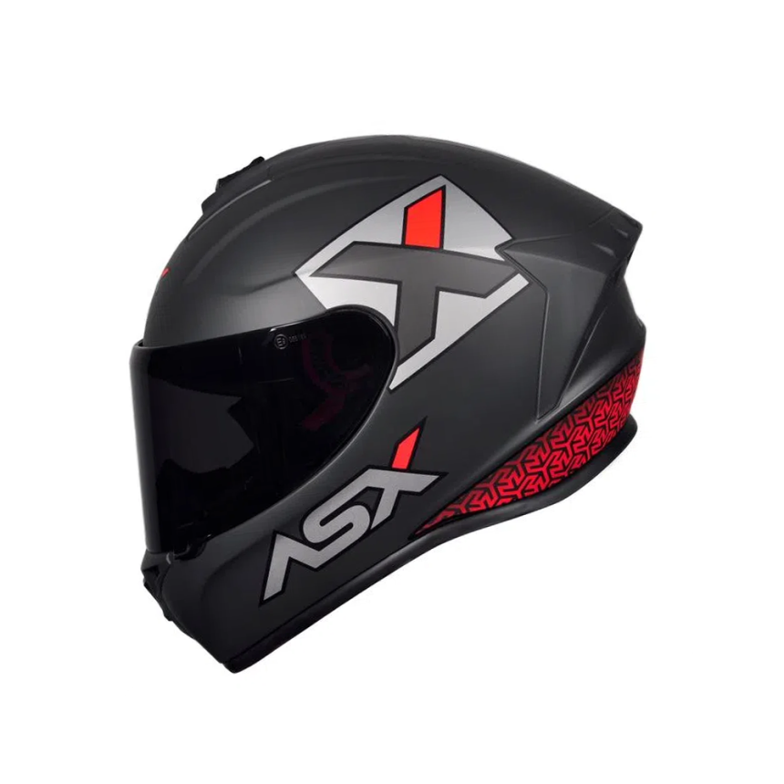 Capacete Asx Draken Concept - Cinza / Prata / Vermelho