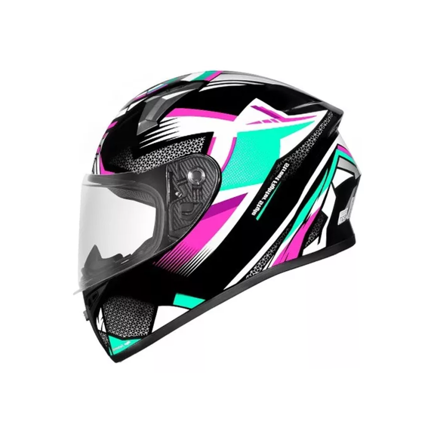 Capacete EBF X-troy FF526 Rage - Preto / Tiffany / Rosa