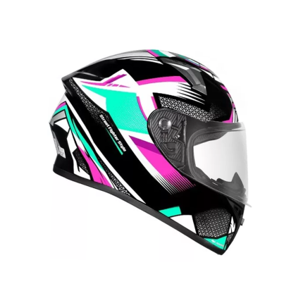Capacete EBF X-troy FF526 Rage - Preto / Tiffany / Rosa