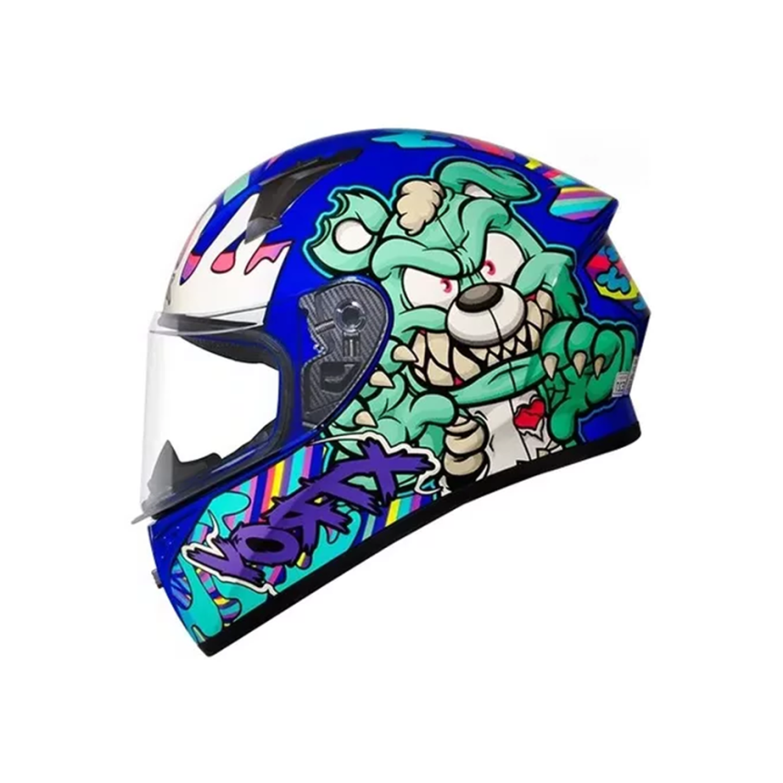 Capacete EBF X-troy FF526 Ted - Branco e Azul Turquesa