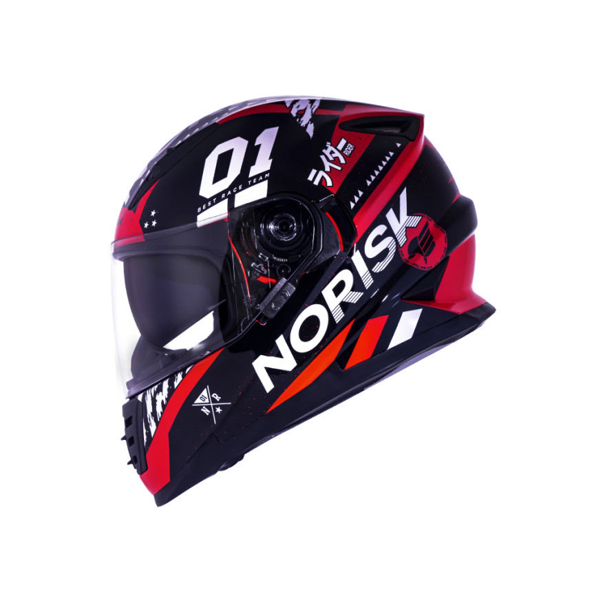 Capacete Norisk FF302 Tokyo - Preto / Branco / Vermelho