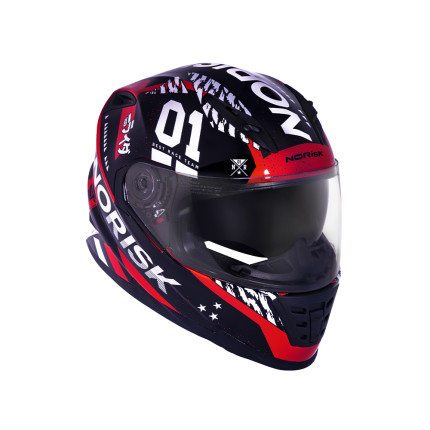 Capacete Norisk FF302 Tokyo - Preto / Branco / Vermelho