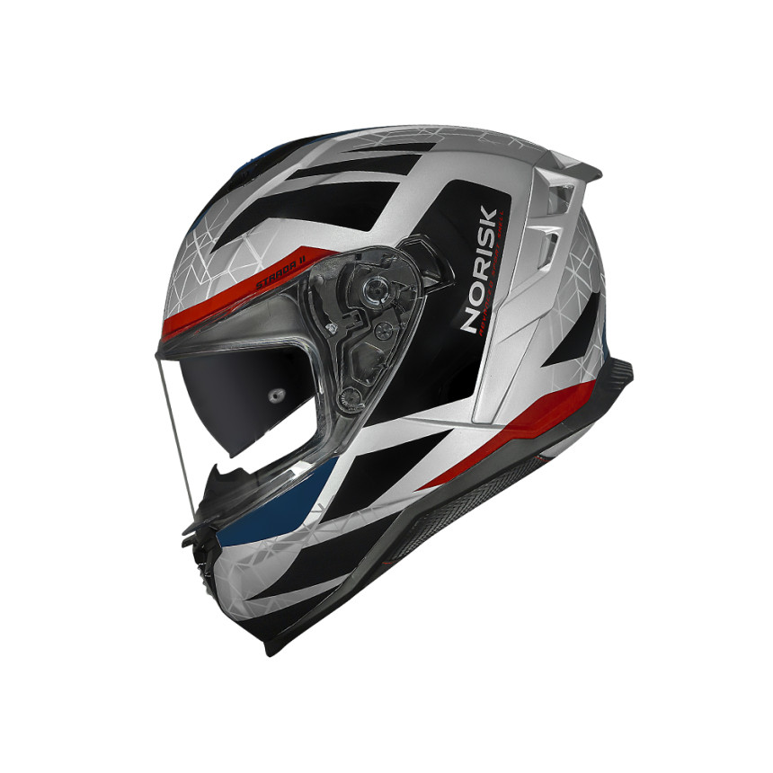 Capacete Norisk Strada II Evoque - Prata / Vermelho / Azul