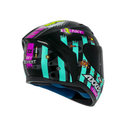 Capacete Axxis Segment Apolo Ray B7 - Preto e Azul Tiffany