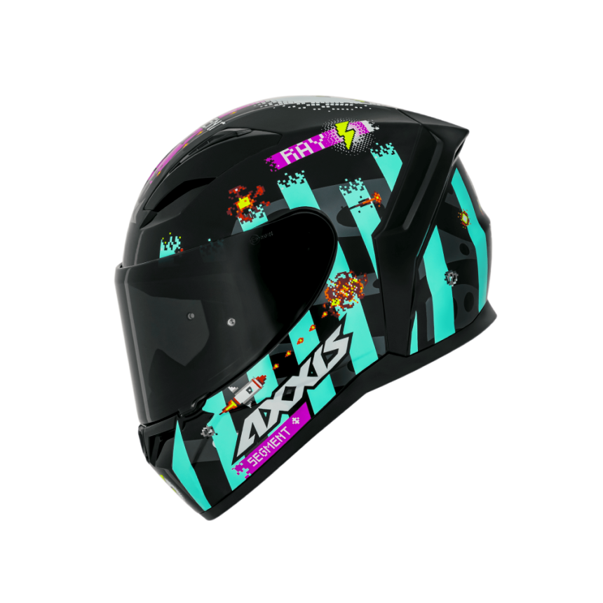 Capacete Axxis Segment Apolo Ray B7 - Preto e Azul Tiffany