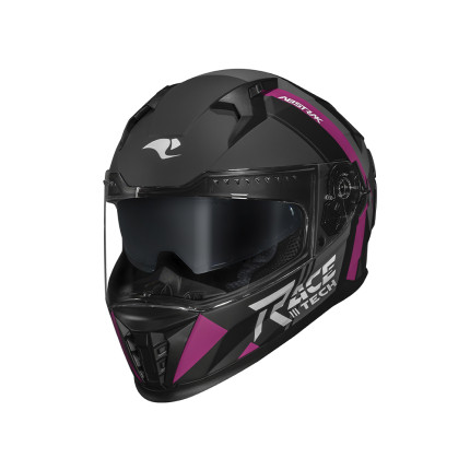 Capacete Race Tech Volt Abstrak - Preto Fosco e Rosa