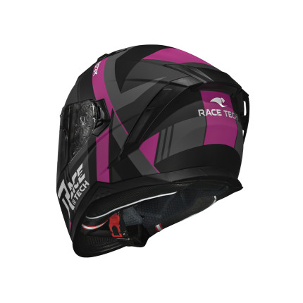 Capacete Race Tech Volt Abstrak - Preto Fosco e Rosa