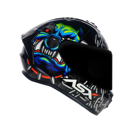 Capacete Asx Draken Bull Cyber - Preto e Azul