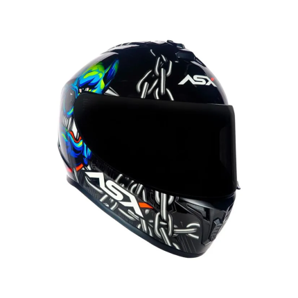 Capacete Asx Draken Bull Cyber - Preto e Azul