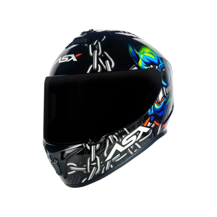 Capacete Asx Draken Bull Cyber - Preto e Azul