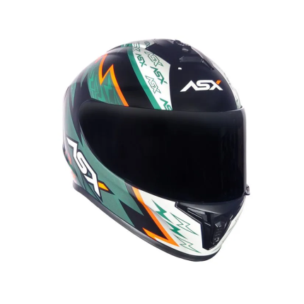 Capacete Asx Draken Thunder - Preto / Verde / Laranja