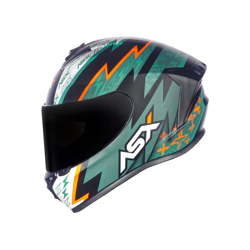 Capacete Asx Draken Thunder - Preto / Verde / Laranja