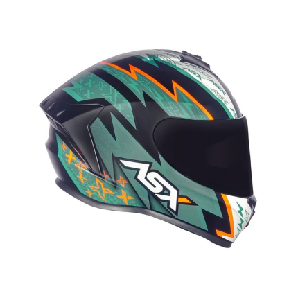Capacete Asx Draken Thunder - Preto / Verde / Laranja