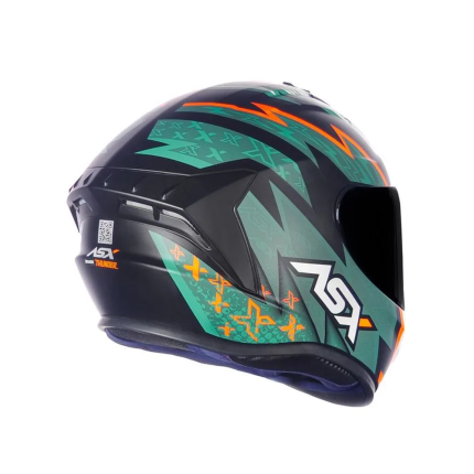Capacete Asx Draken Thunder - Preto / Verde / Laranja
