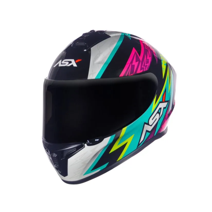 Capacete Asx Draken Thunder - Preto / Rosa / Tiffany