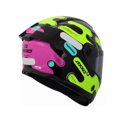 Capacete Axxis Hummer B Liquer B13 - Preto / Amarelo / Rosa