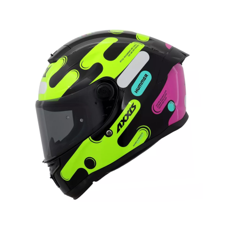 Capacete Axxis Hummer B Liquer B13 - Preto / Amarelo / Rosa