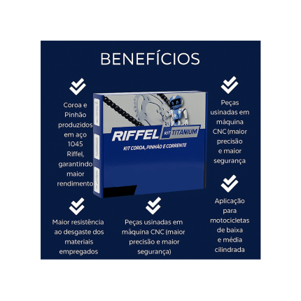 Kit Relação de Transmissão Riffel Yamaha Fazer 150 (14-23) YBR 125I Factor (17-23) / Factor 150 (16-23)