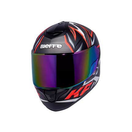 Capacete Bieffe B-12 KF - Preto Fosco e Vermelho