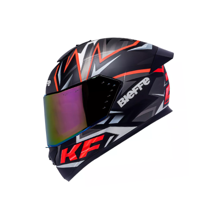 Capacete Bieffe B-12 KF - Preto Fosco e Vermelho