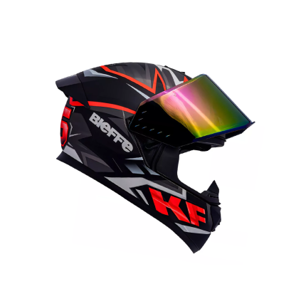 Capacete Bieffe B-12 KF - Preto Fosco e Vermelho