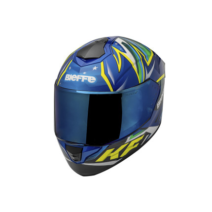 Capacete Bieffe B-12 KF - Azul Metálico e Verde