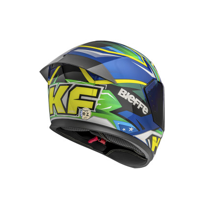 Capacete Bieffe B-12 KF - Azul Metálico e Verde