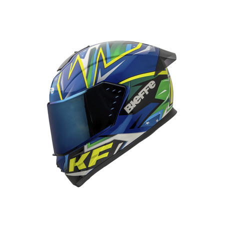 Capacete Bieffe B-12 KF - Azul Metálico e Verde