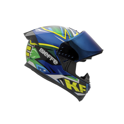 Capacete Bieffe B-12 KF - Azul Metálico e Verde