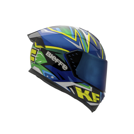 Capacete Bieffe B-12 KF - Azul Metálico e Verde