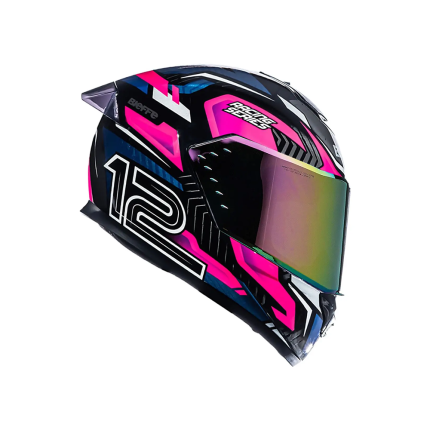 Capacete Bieffe B-12 Misano - Preto e Rosa