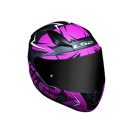 Capacete LS2 FF353 Rapid Cromo - Preto Fosco e Rosa