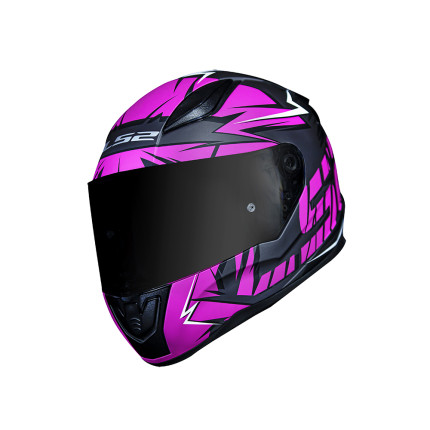 Capacete LS2 FF353 Rapid Cromo - Preto Fosco e Rosa