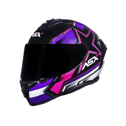 Capacete Asx Draken Pilot - Preto / Lilás / Rosa