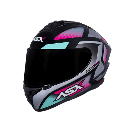 Capacete Asx Draken Spirit - Preto / Tiffany / Prata