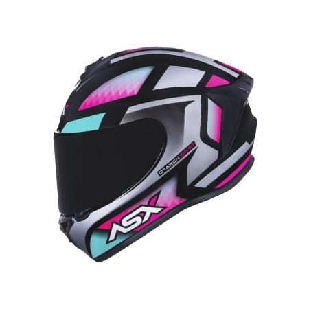 Capacete Asx Draken Spirit - Preto / Tiffany / Prata