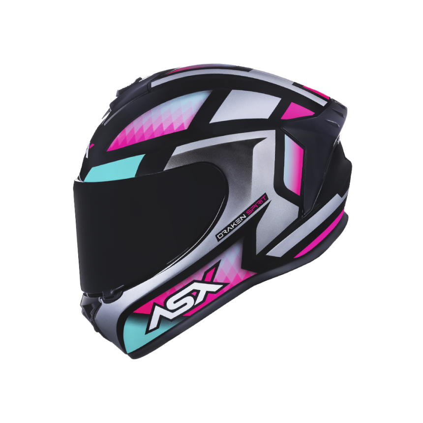 Capacete Asx Draken Spirit - Preto / Tiffany / Prata