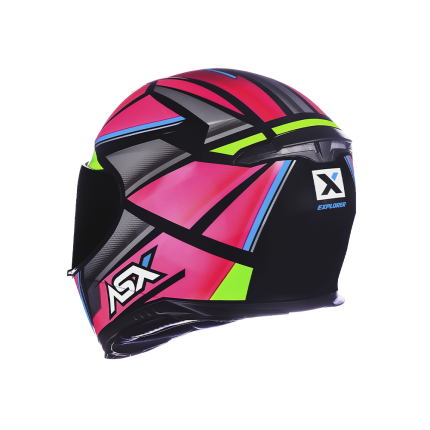 Capacete Asx Eagle Explorer - Preto / Rosa / Prata