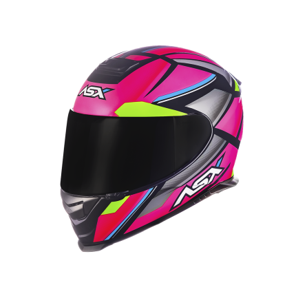 Capacete Asx Eagle Explorer - Preto / Rosa / Prata