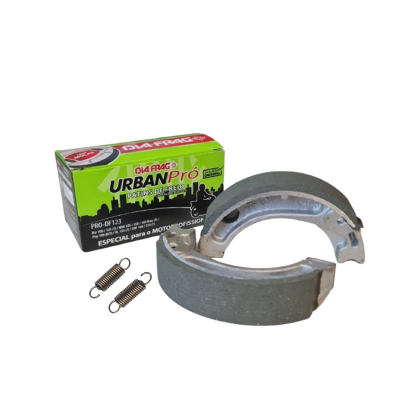Patim de Freio Dianteiro e Traseiro Dia-frag Urban Pró c/Molas Honda Biz C100 / Biz 125+ / Biz 125 / NXR 150 Bros / NXR 160 Bros / CRF 230