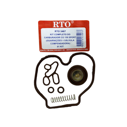 Kit Completo do Carburador RTO Honda CG 150 Sport (Guarnições + Válvula Compensadora)