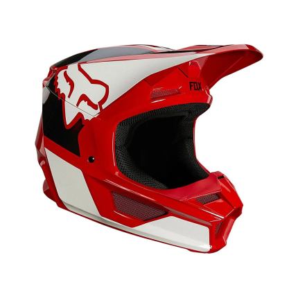 Capacete Fox V1 2022 Revn - Veremelho e Branco