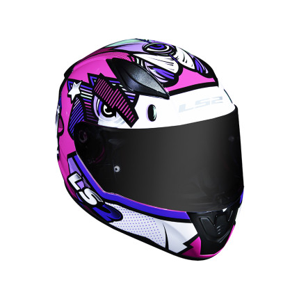 Capacete LS2 FF353 Rapid Khan - Branco e Fúcsia