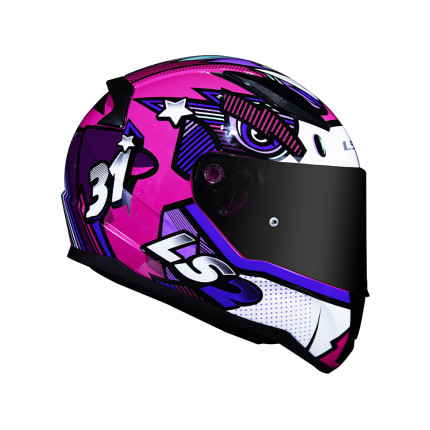 Capacete LS2 FF353 Rapid Khan - Branco e Fúcsia