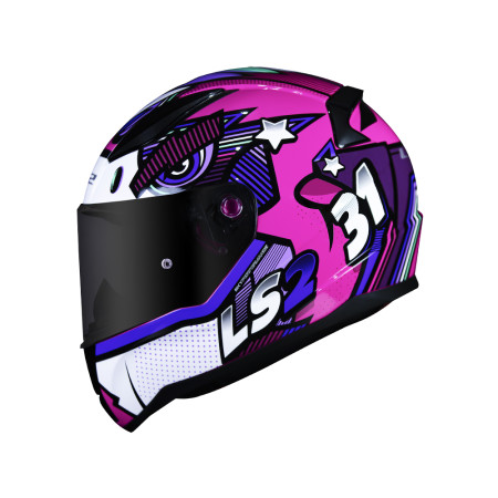 Capacete LS2 FF353 Rapid Khan - Branco e Fúcsia