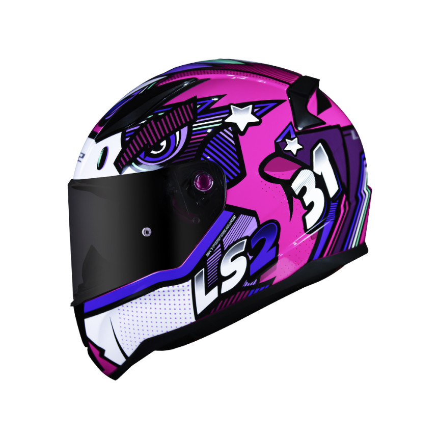 Capacete LS2 FF353 Rapid Khan - Branco e Fúcsia