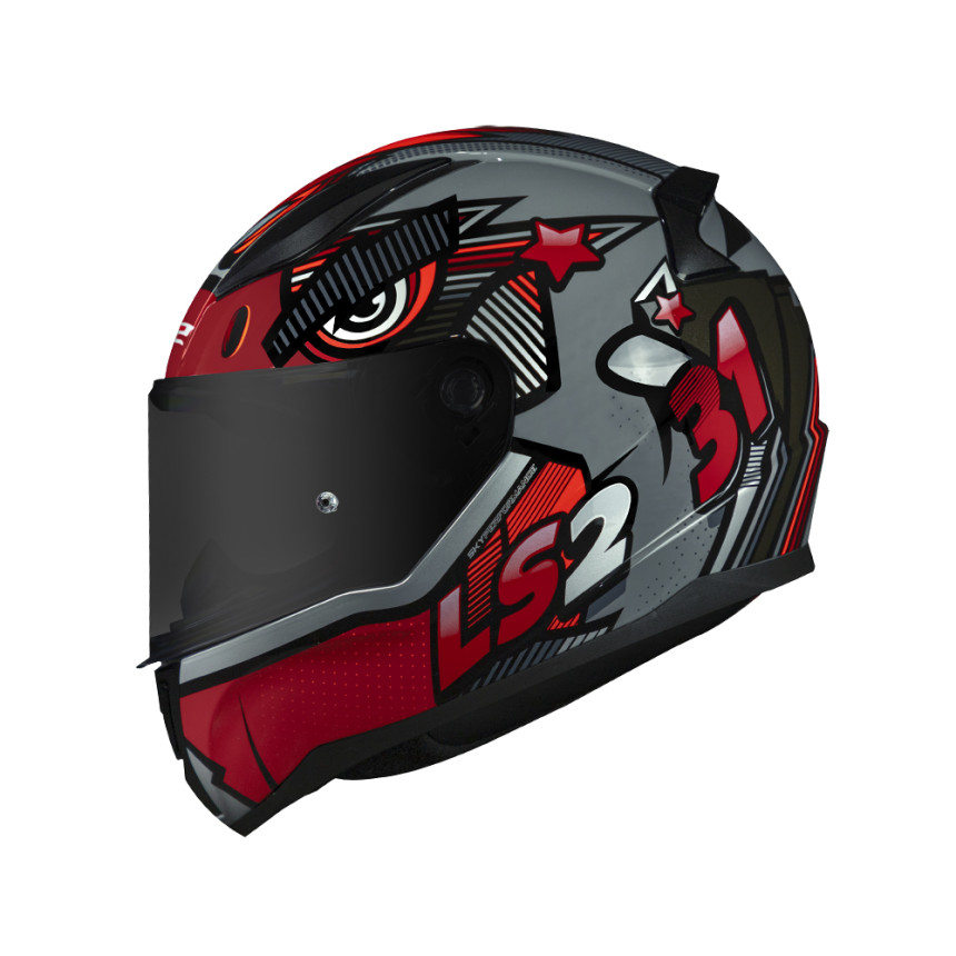 Capacete LS2 FF353 Rapid Khan - Vermelho e Cinza