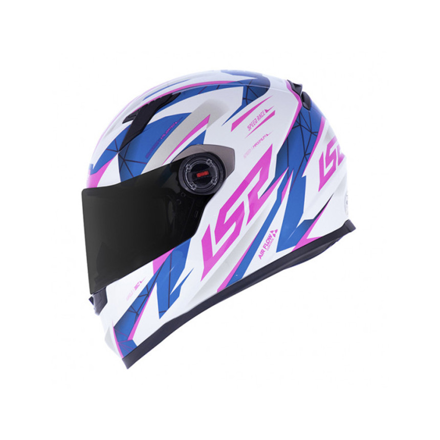 Capacete LS2 Classic FF358 Draze - Branco / Azul / Rosa